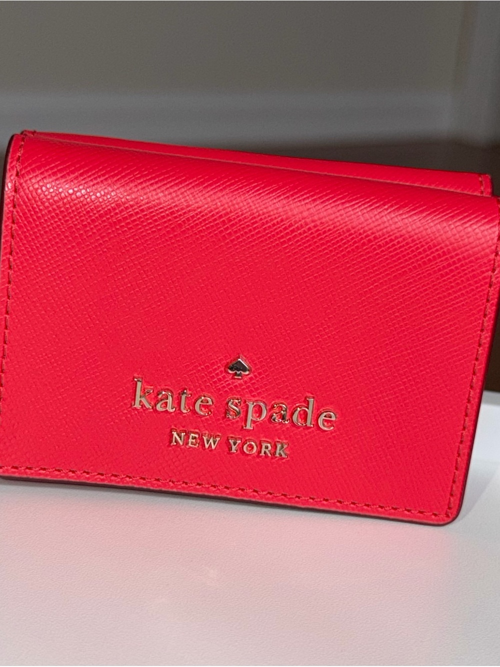 Kate Spade New York Bright Red Leather Card Holder Wallet